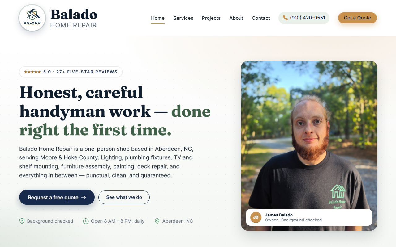 Screenshot of baladohomerepair.com
