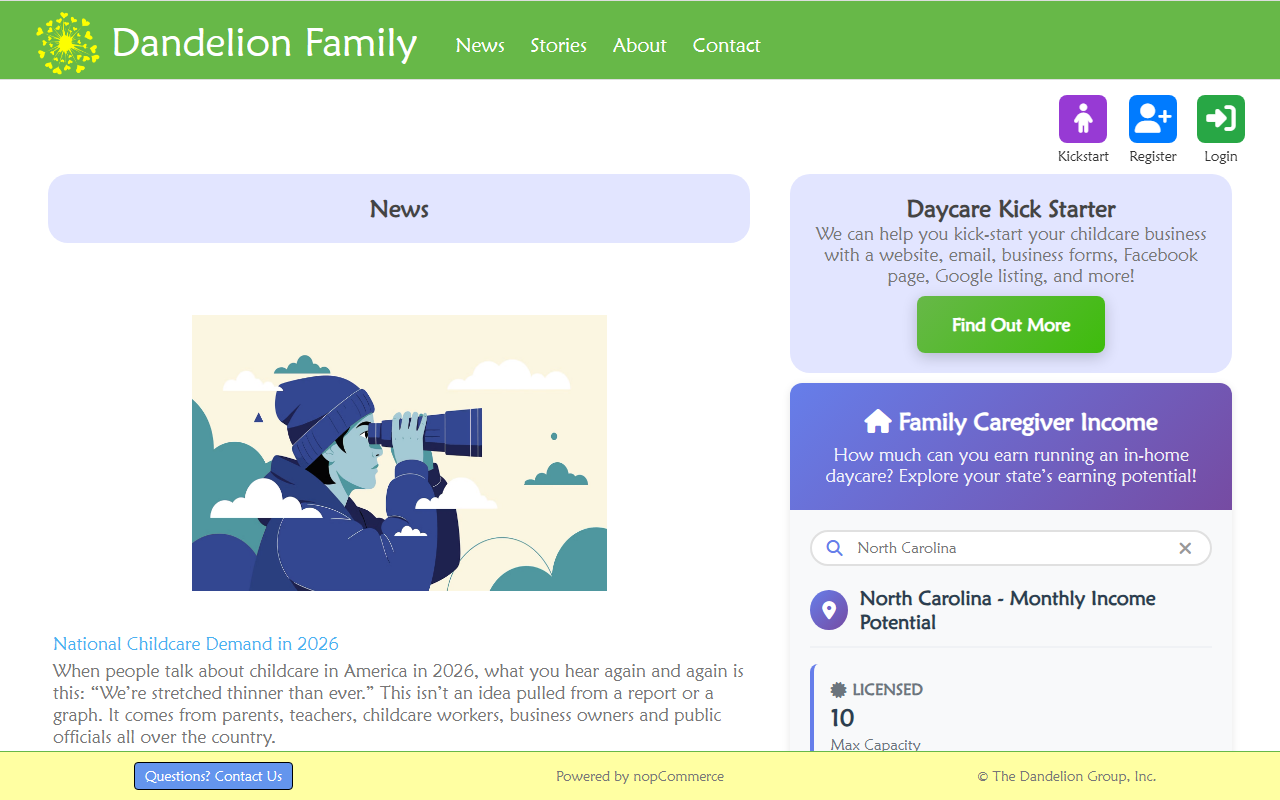 Screenshot of dandelionfamily.com