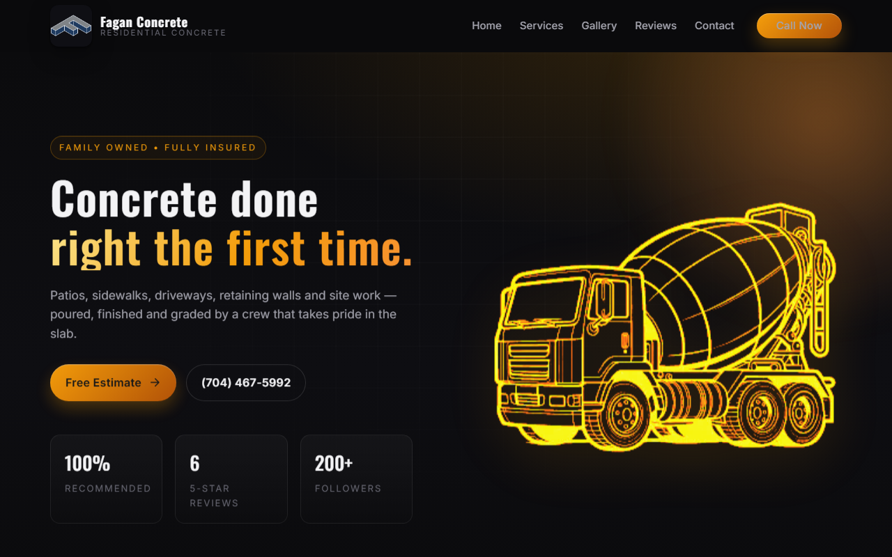Screenshot of faganconcrete.com